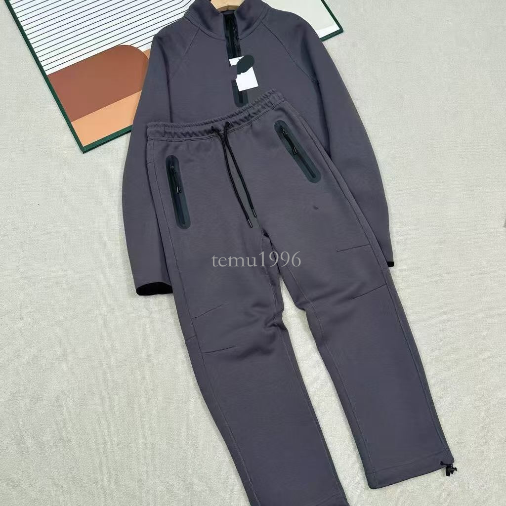 SPORTSWEAR tech fleece tracksuits 1/2-zip sweatshirt Letter print splice half zipper open front stand collar long sleeve hoodie