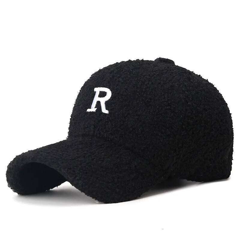 Women's Korean Style Teddy Fleece Baseball Embroidered 'R' Letter Face-Slimming Hat Cozy Casual Fall and Winter Cap Y260115