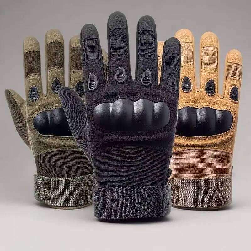 Motorcycle Men Tactical Hunting Shooting Knuckle Protection Leather Outdoor Sport Full Finger Cycling Bike Bicycle Gloves Y260115