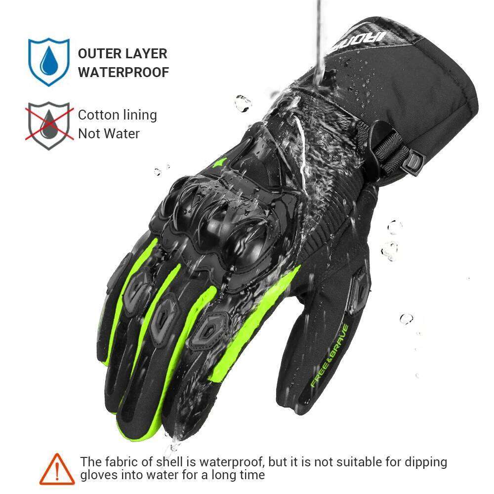 Men Winter Warm Waterproof Off-road Motorcycle Riding Reflective Touch Screen Outdoor Gloves Black Y260115
