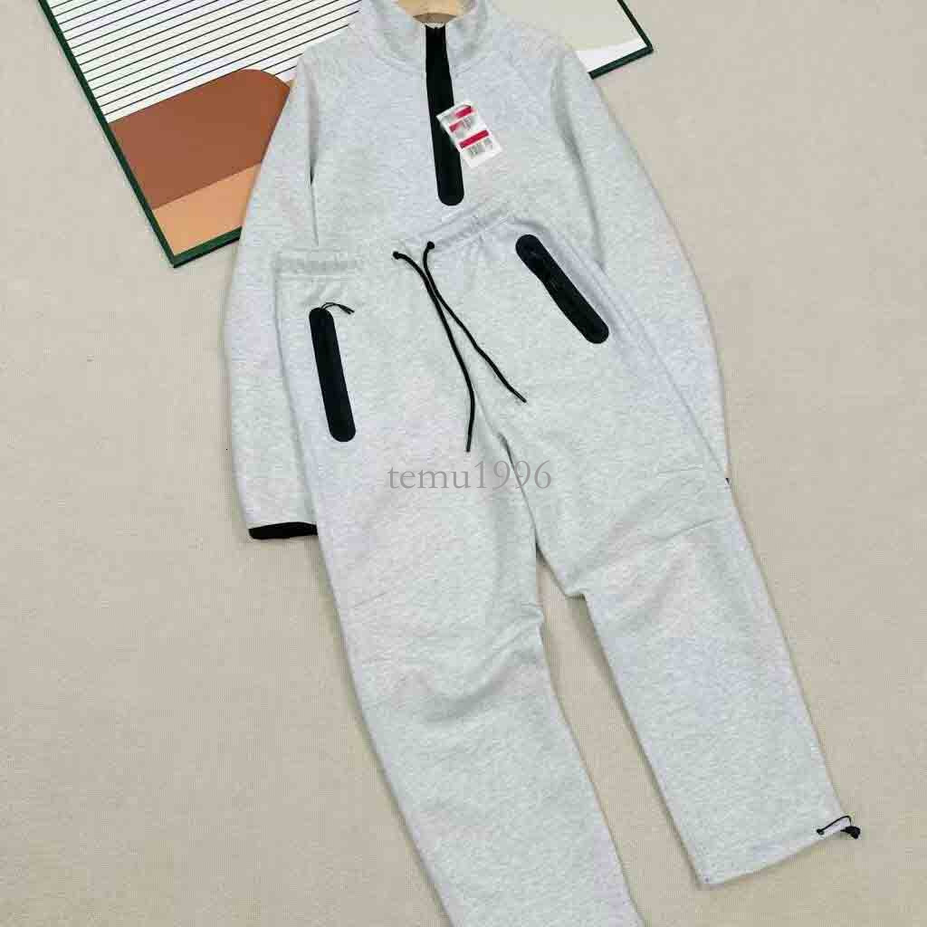 SPORTSWEAR tech fleece tracksuits 1/2-zip sweatshirt Letter print splice half zipper open front stand collar long sleeve hoodie