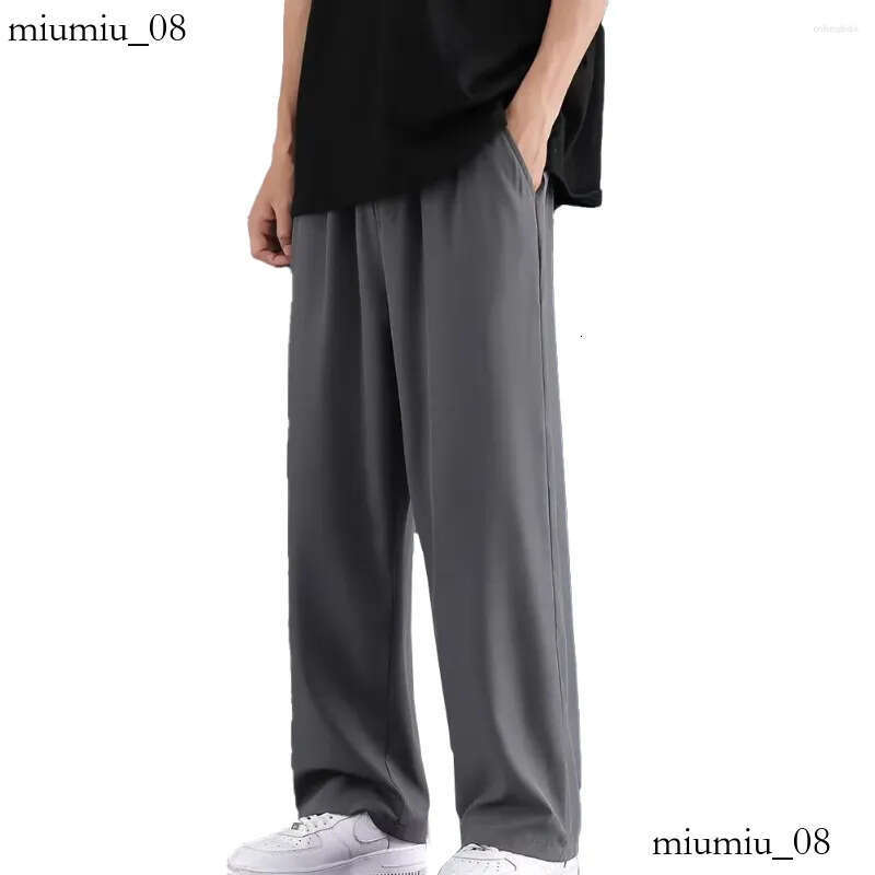 Men's Pants Casual Man Ice Silk Wide Leg Solid Elastic Waist Plus Size 5XL Sweatpants Jogger Trousers Sport Gym Baggy For Men