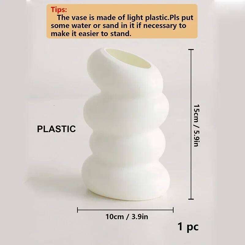 1PC White Spiral Plastic Vase Nordic Style Creative Flower Container for Home Decor Kitchen Living Room Bedroom Ornament C260116