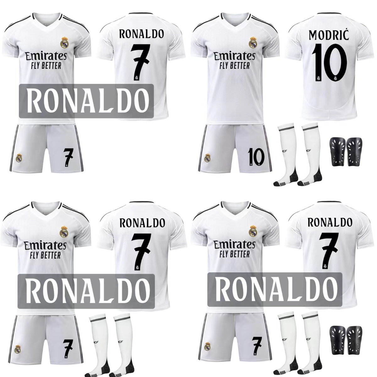 Real Madrid jerseys 25th World Cup Real Madrid home kit No.5 Bellingham No.9 Cross Top No.7 No.10 Football uniform complete training suit with socks protective gear.