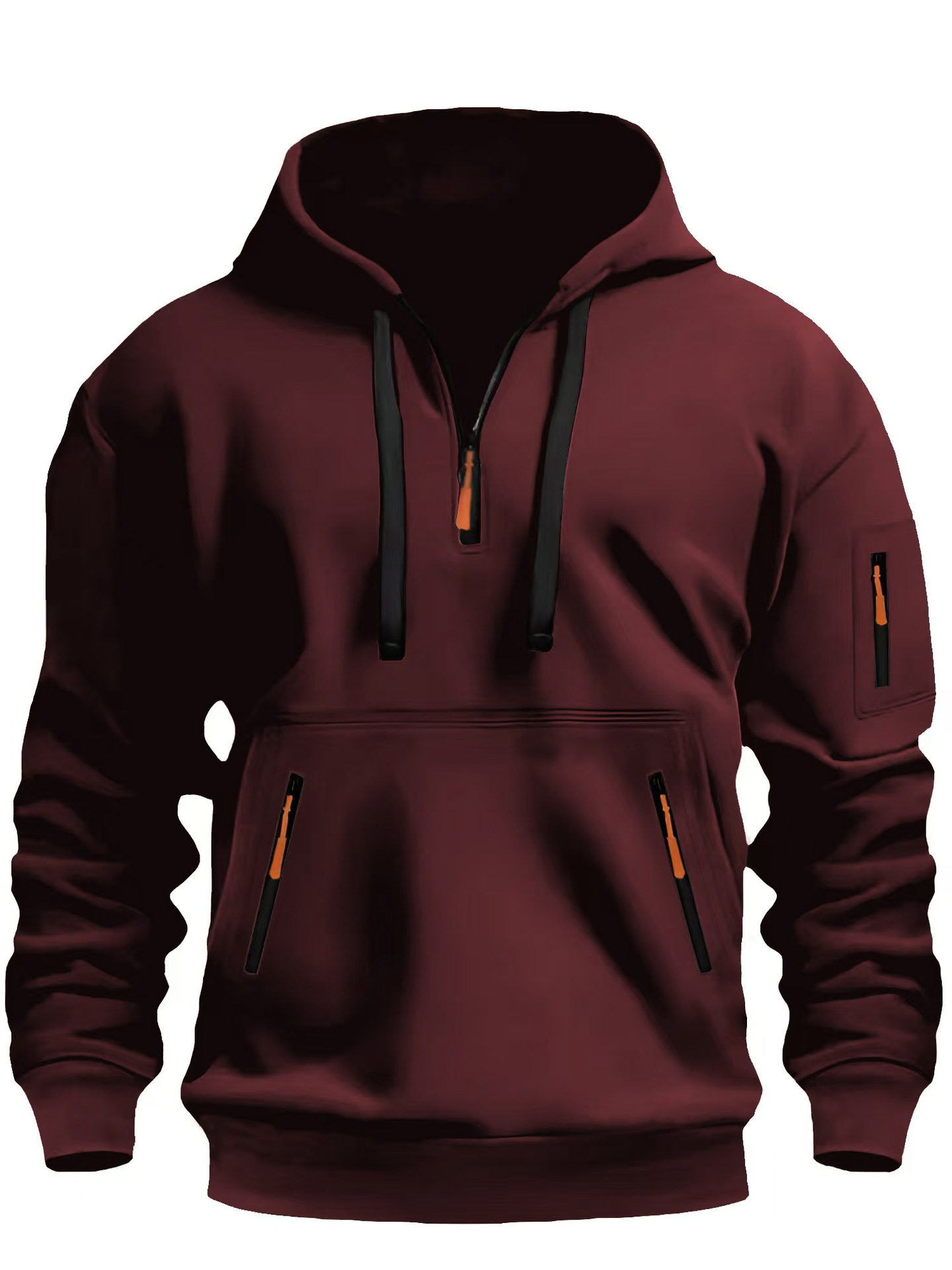 Cross-border Winter New Men's Hooded Sweatshirt with Arm Zipper Pullover Sports Casual