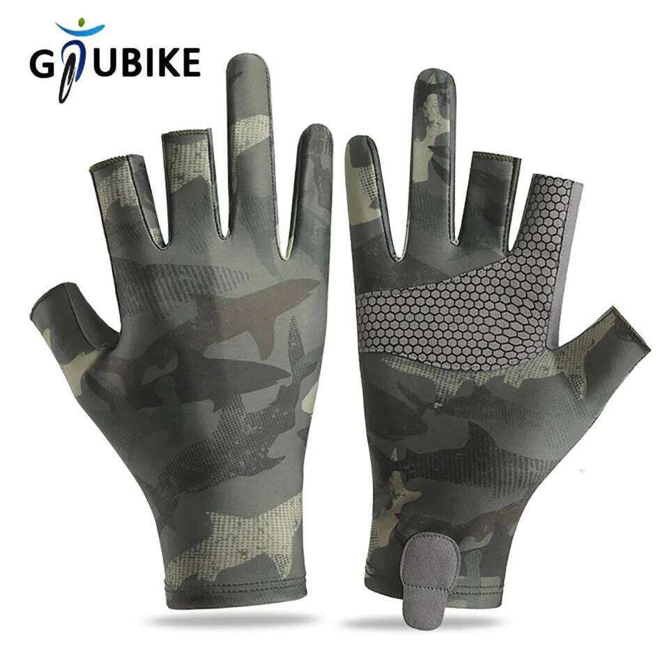 GTUBIKE Fishing Gloves Three Fingers Cut Half-finger Anti-slip Summer Outdoor Sports Cycling Ice Silk Breathable For Men Women Y260115
