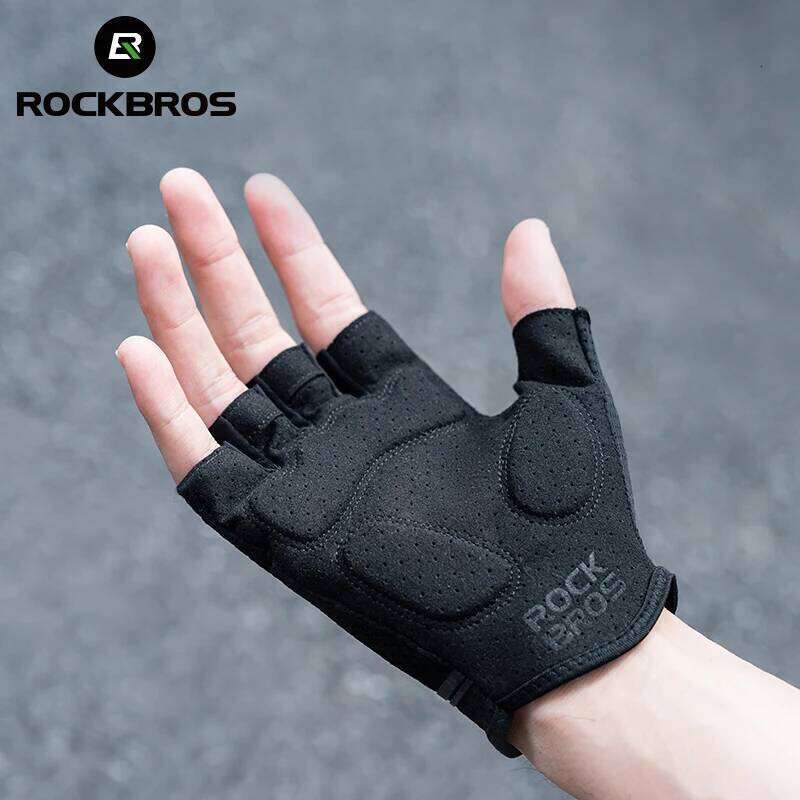 ROCKBROS Half Finger SBR Palm Pads Breathable Anti-shock Cycling High Elasticity Fitness Bicycle Fingerless Gloves Y260115
