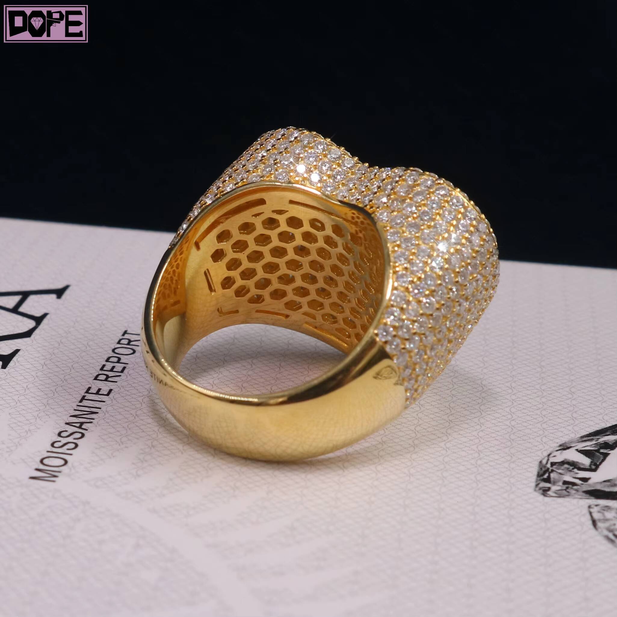 Hiphop Moissanite Ring Love Heart Shape Baguette Cut 925 Silver Vvs Iced Out Moissanite Ring
