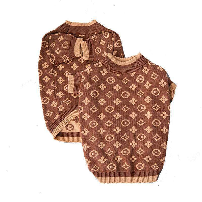 Soft Thick 2 Legged Xs-2Xl Luxury Winter Clothes Designer Brown Dog Knitted Sweaters Jumpers