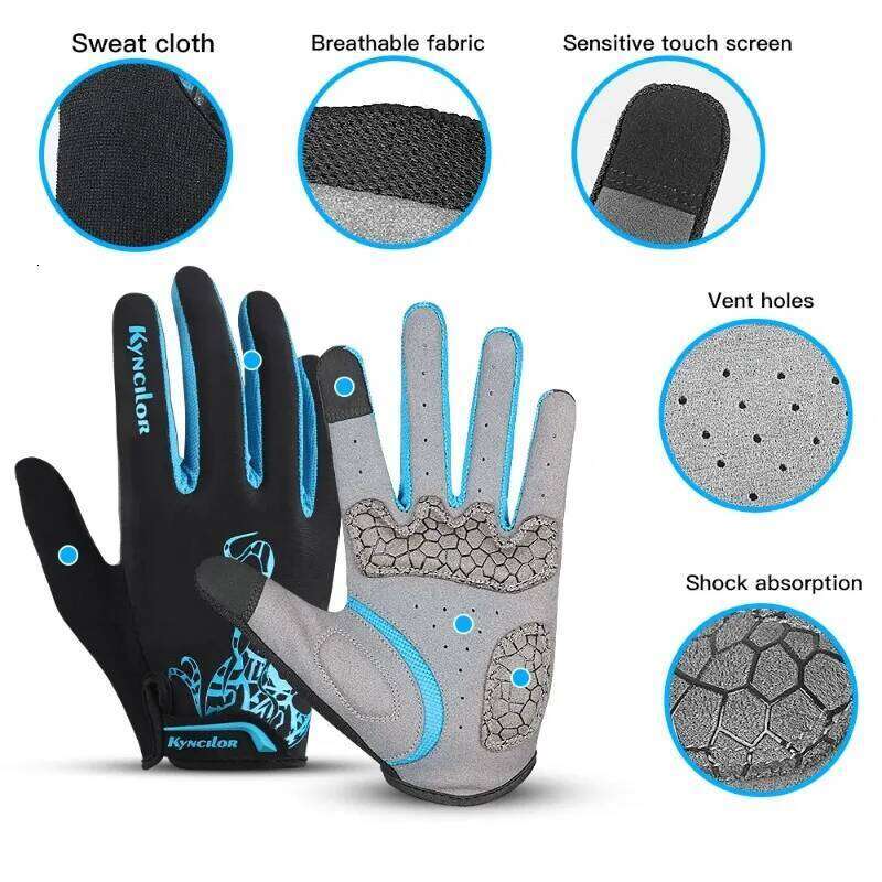 Kyncilor Men Black Full Finger Bicycle Glove Touchscreen Silicone Cycling Running Hiking Bike Gloves Breathable Y260115