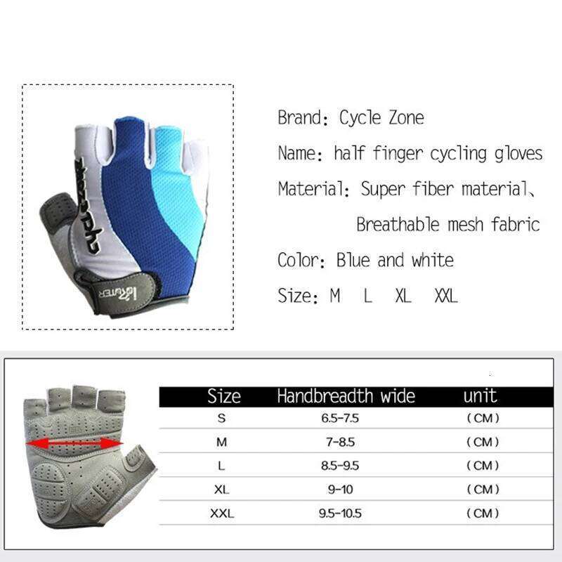 Cycle-Zone Half Finger Breathable Universal Bicycle Outdoor Sports Riding Gloves MTB Road Bike Equipment for Four Season Y260115