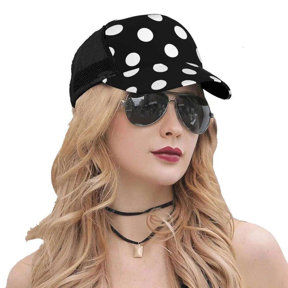 Mesh Baseball Cap Men Women Black White Polka Dot Dad Unisex Hip Hop Outdoor Hat Gorras Y260115