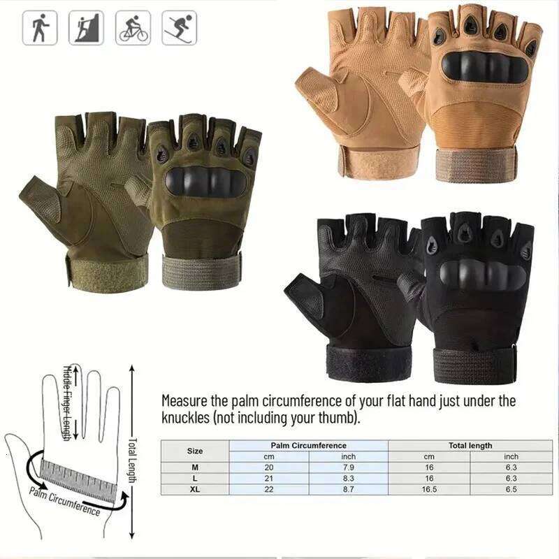 Tactical Fingerless Gloves for Motorbike Motorcycle Suitable Cycling Hiking Hunting Non-Slip,GlovesRock Climbing Y260115