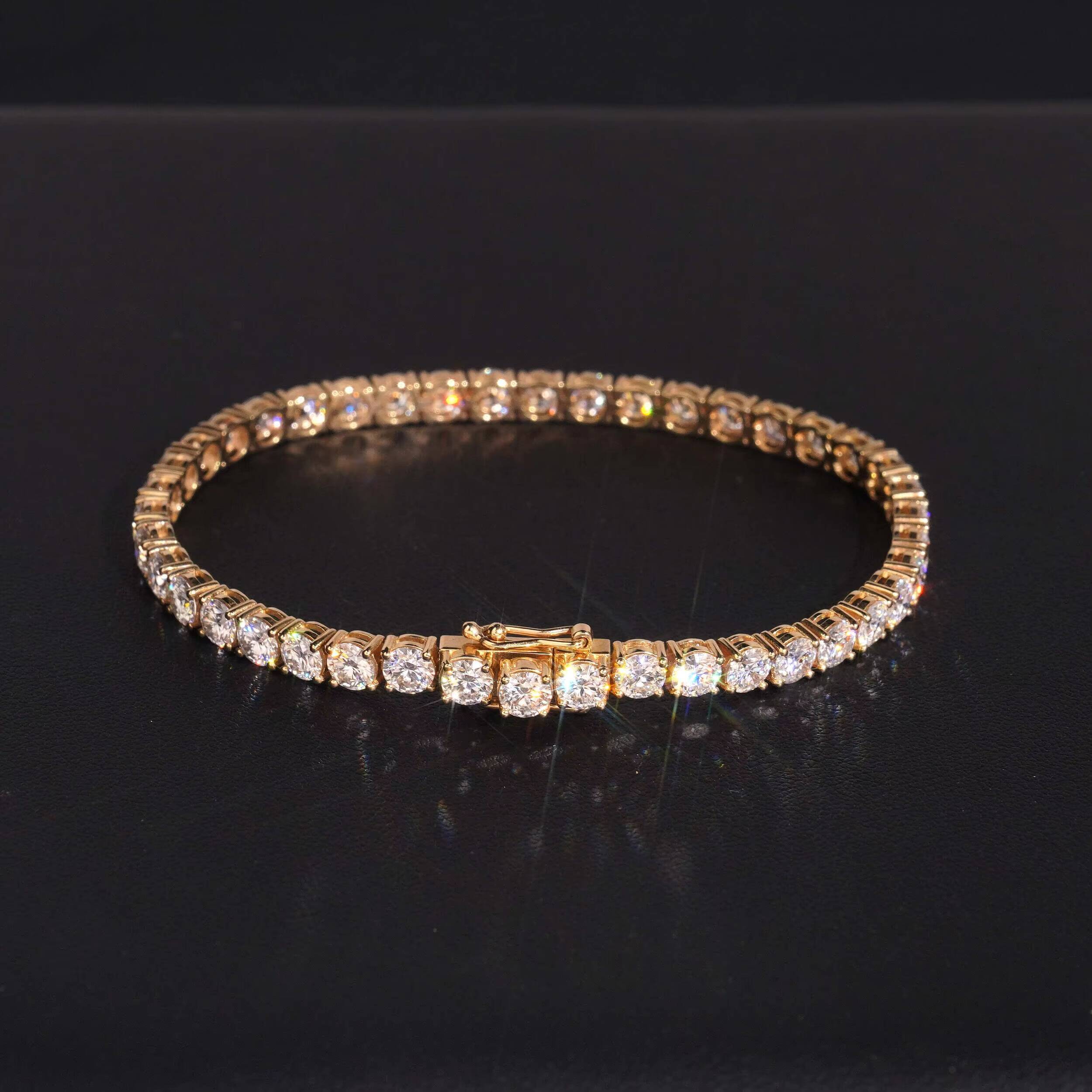 Pass Diamond Tester Men Jewelry 10K Real Gold VVS Moissanite Diamond Tennis Chain 4MM