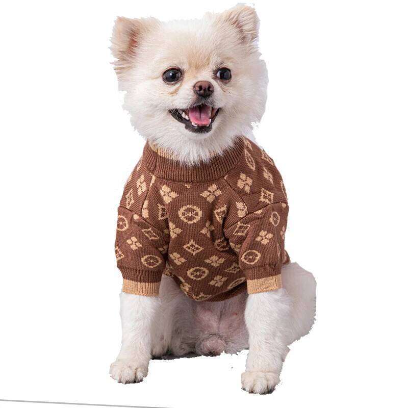 Soft Thick 2 Legged Xs-2Xl Luxury Winter Clothes Designer Brown Dog Knitted Sweaters Jumpers