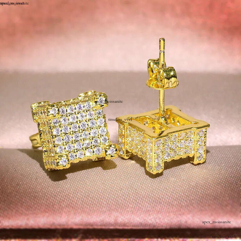 2023 Hip Hop Stud IGI Vintage Jewelry 925 Sterling Silver Gold Fill Pave White 5A Cubic Zircon CZ Diamond Top Sell Party Women Men Earring For Lover G