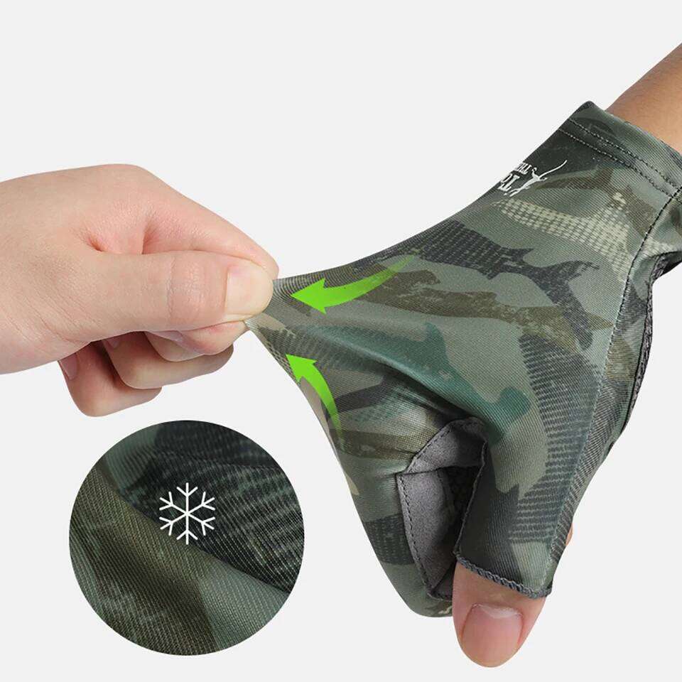 NOFOXO Sun Protection Fishing Men Ice Silk Cycling Half Finger Anti-slip wear Resistant Breathable Sports Gloves Y260115