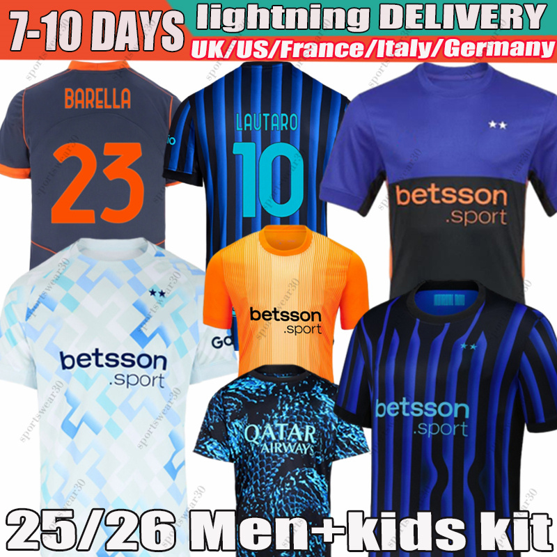 25 26 inter maglia milans LAUTARO THURAM BARELLA Soccer Jerseys BASTONI PAVARD DIMARCO FRATTESI 2025 Football Shirt Mens kids kit uniform