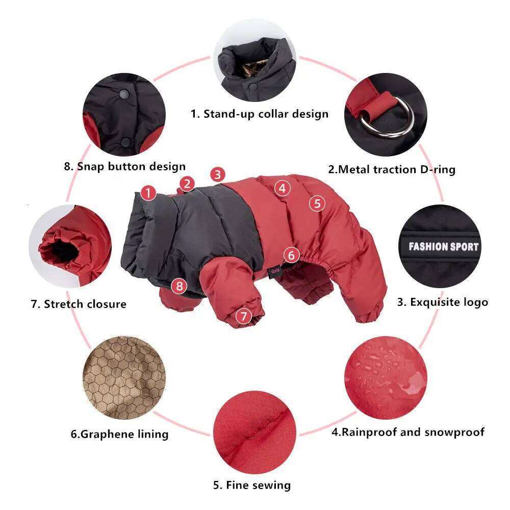 Famous brand Winter Clothing Coldproof Pet Cotton Clothes Waterproof Outdoor Teddy Bear Four legged Warm Coat for Cold Weather Protection pupakaIK