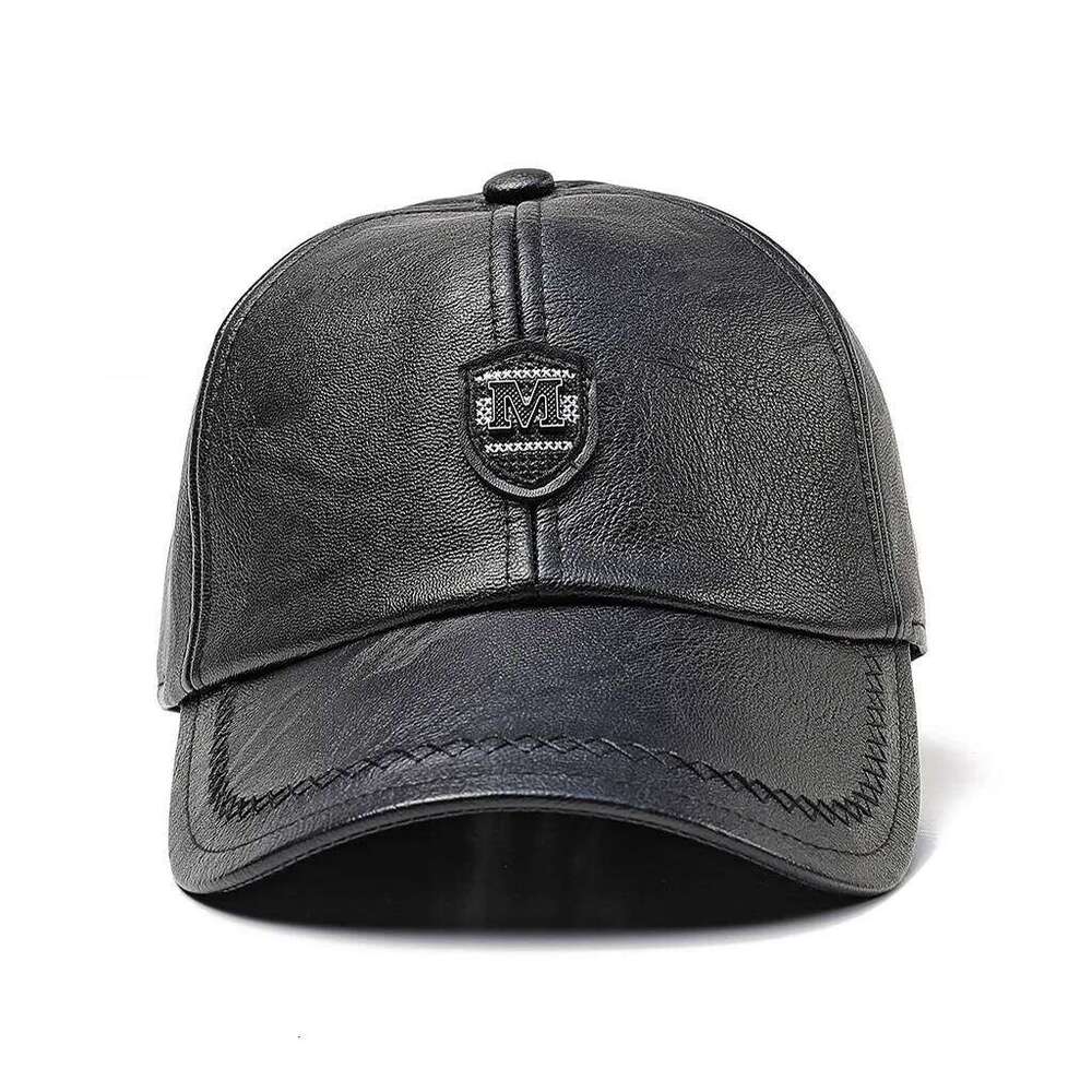 2024 New Style Hat Winter Warm Outdoor Protect Ear Adjustable Baseball Men Real Cowhide Leather Cap Y260115