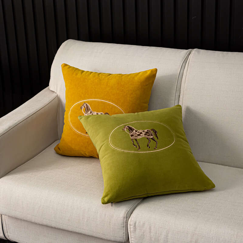 Decorative Square Cushion Chenille Embroidered Soft Plush Pillow for Living Room Couch Home Decor Bedroom Bedding Waist Support Ornament Pillowcase