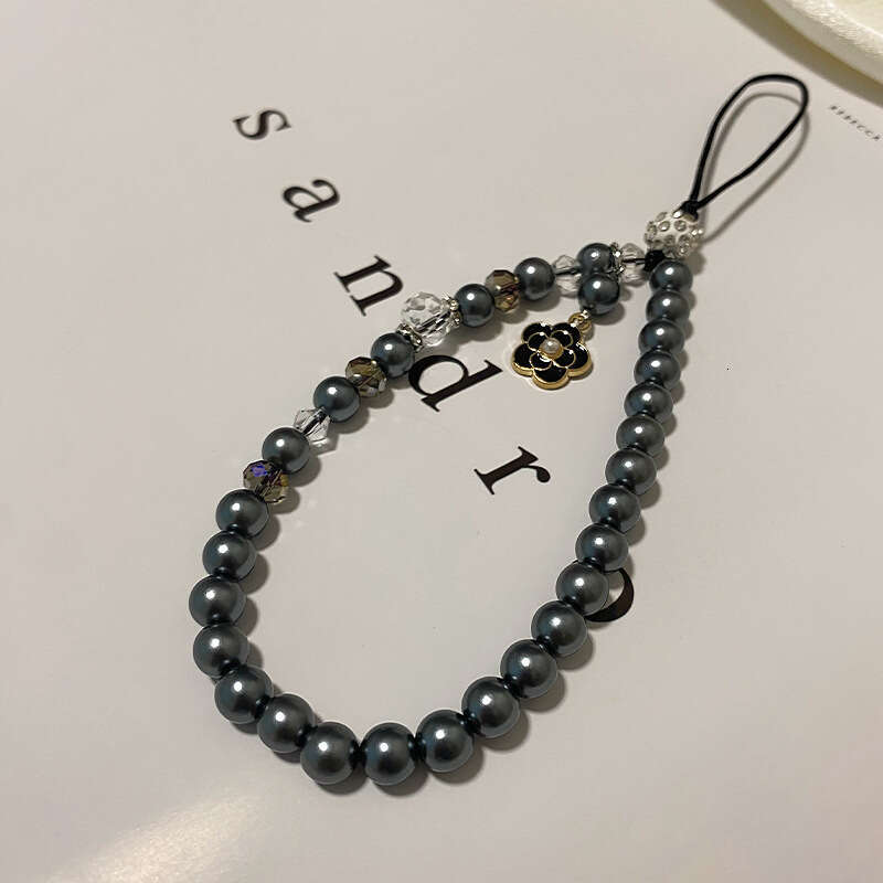 Dual-Tone Camellia Beaded Phone Charm - Lucky "Get Rich" Wrist Strap for Phones, Bags & Keys, Handmade Women's Accessory