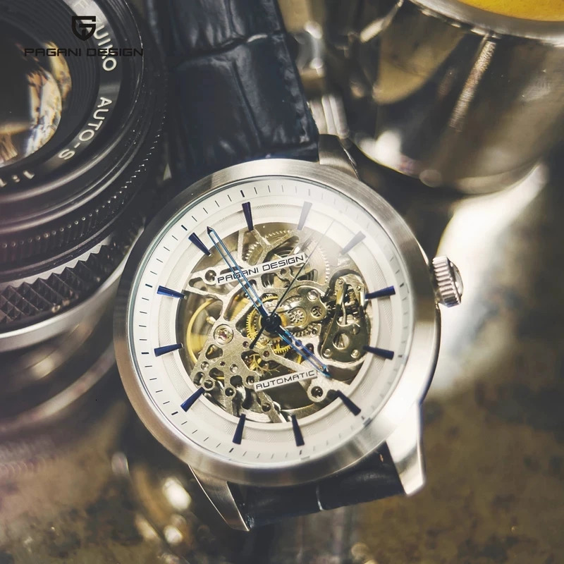 PAGANI Fashion Sports Leather Watches Men Automatic Mechanical Skeleton Waterproof Watches Relogio Masculino 260114