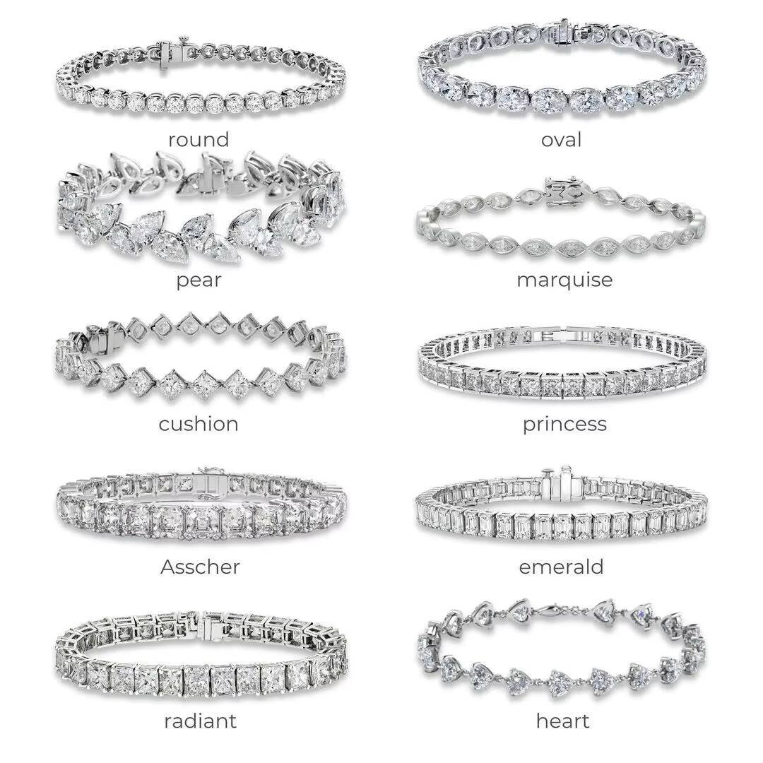 Fancy Shape Lab Grown Diamond Tennis Chain Necklace Bracelet CVD HPHT Round Emerald Oval Pear Iced Out 10K 14K 18K Chain