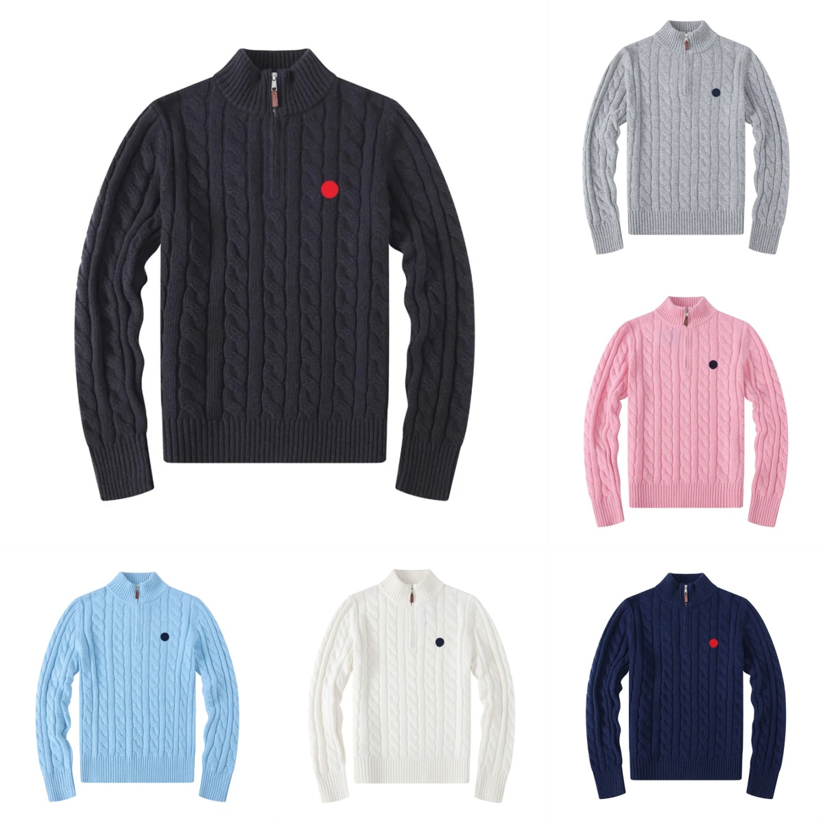 Designer Mens Wool Sweaters Cardigan Casual High Quality Pull Half Zip Women Hoodie Polo Jacket Winter Long Sleeve Sweater Pullover Size S-2Xl