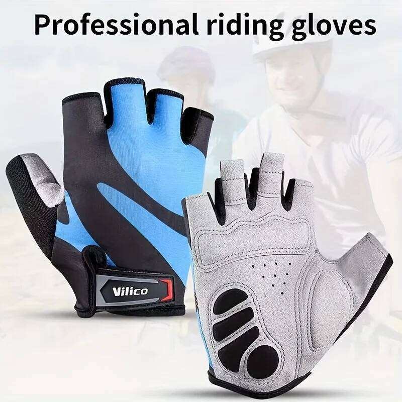 1 Pair Road Bike Riding Half-Finger Gloves Breathable High-Elasticity, Knit Fabric for Outdoor Sports, Cycling, Travel, Hiking Y260115