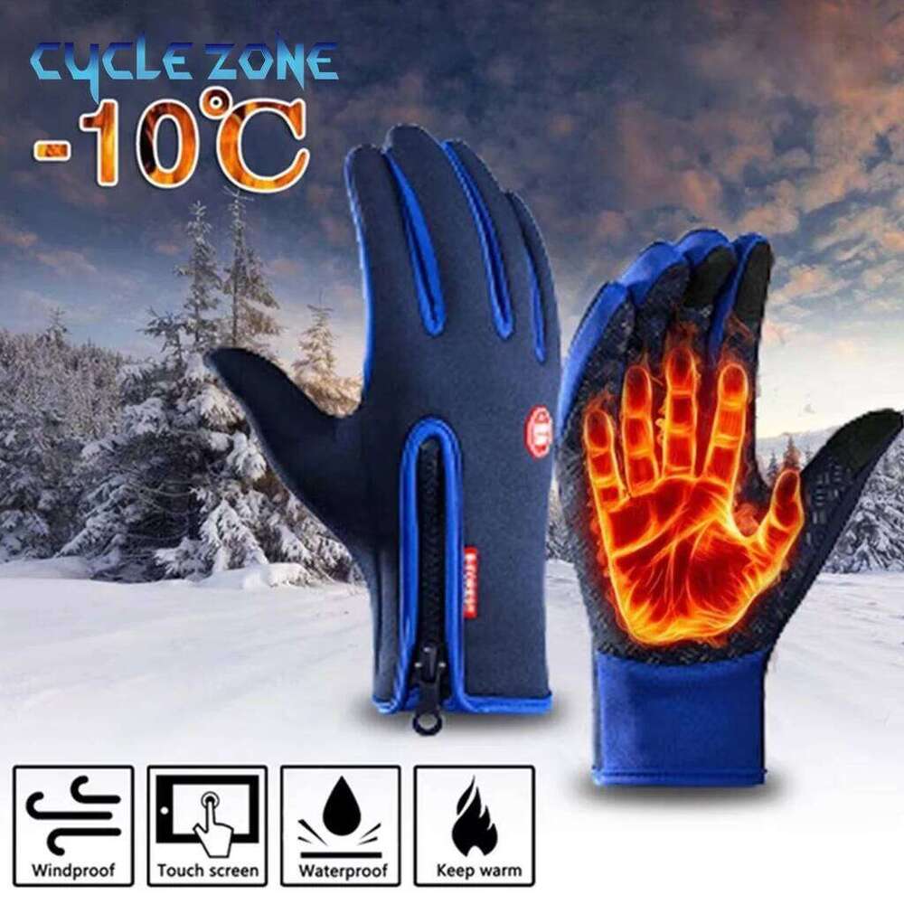 Spring Autumn Cycling Touchscreen Full Finger Bicycle Glove with Zipper Warm Windproof Outdoor Bike Riding Sports Gloves Y260115