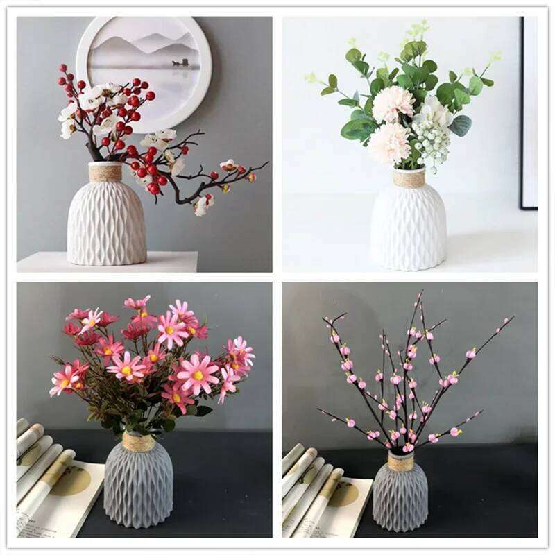1PC Water Ripple Vase,Flower Pot Basket,Twine Plastic Vase,Small Fresh Flower Arrangement Vase,Scandinavian Home Decoration C260116