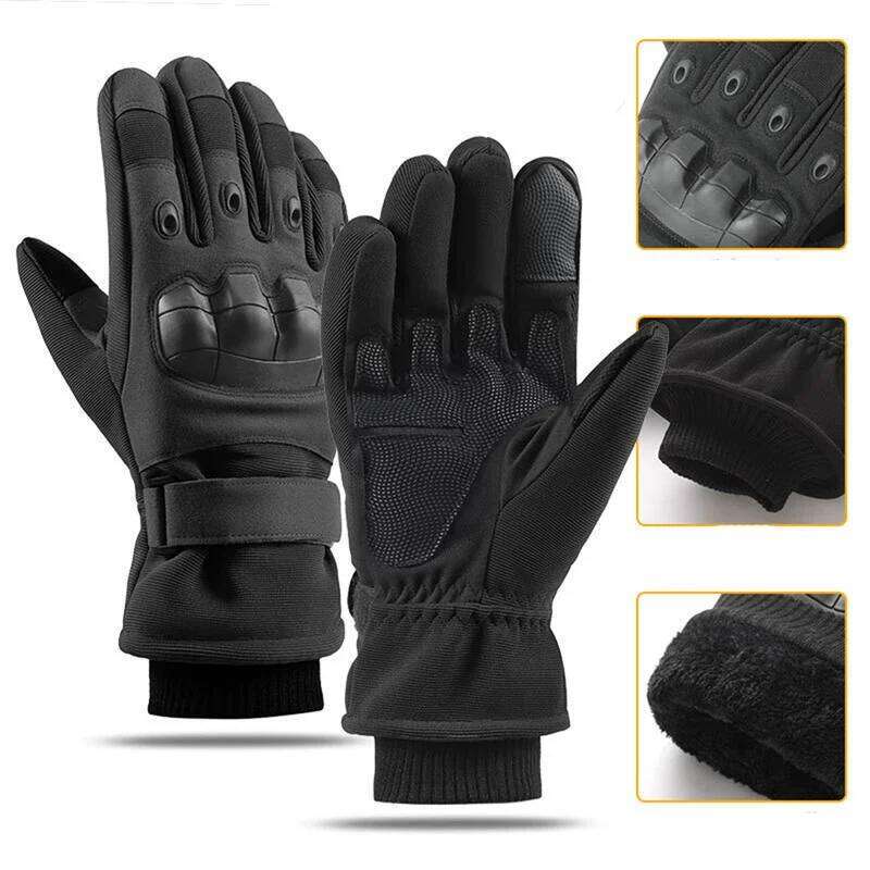 Winter Cold-proof Full Finger Touchscreen Breathable Waterproof Military Black Motorcycle Racing Gloves for Outdoor Motocross Y260115