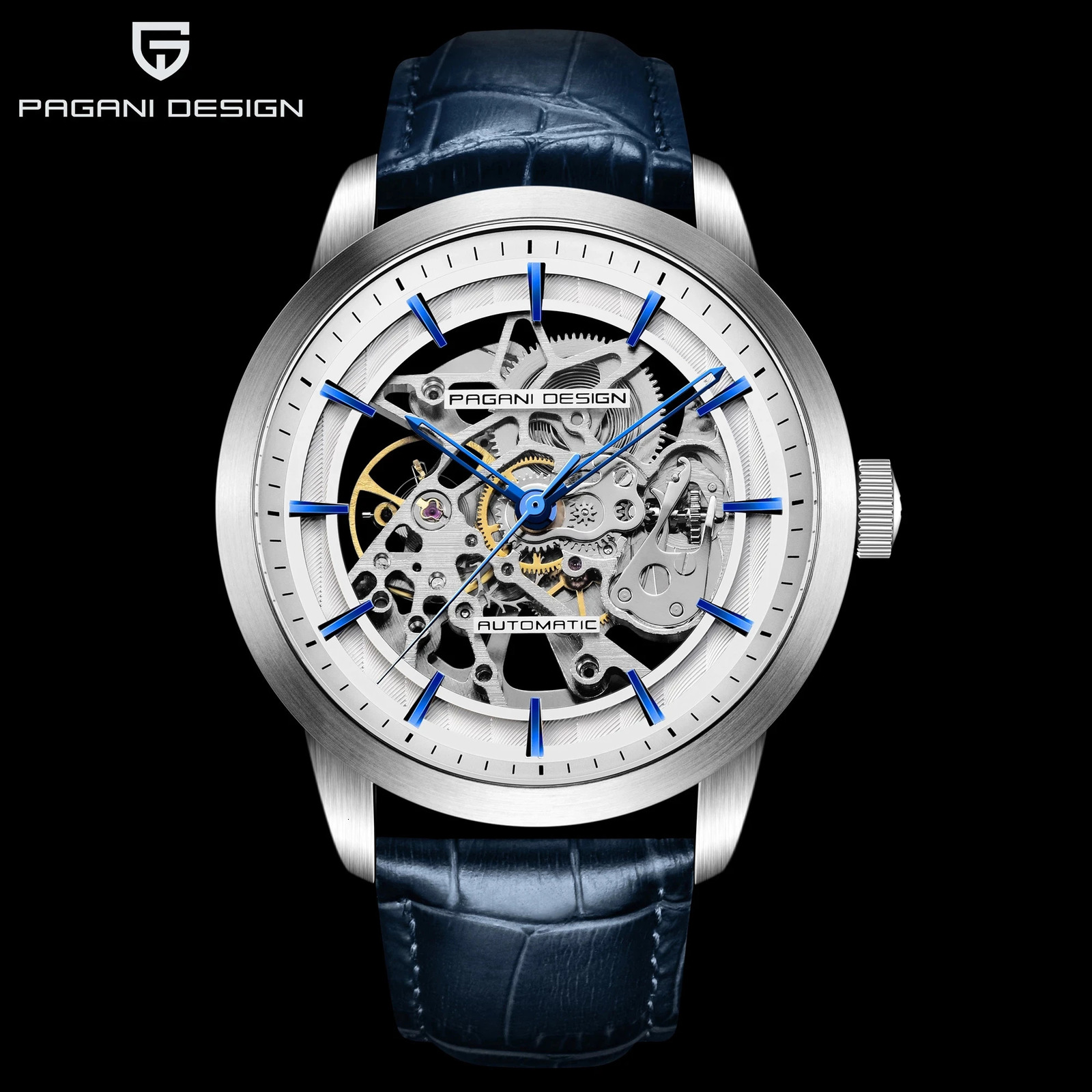 PAGANI Fashion Sports Leather Watches Men Automatic Mechanical Skeleton Waterproof Watches Relogio Masculino 260114