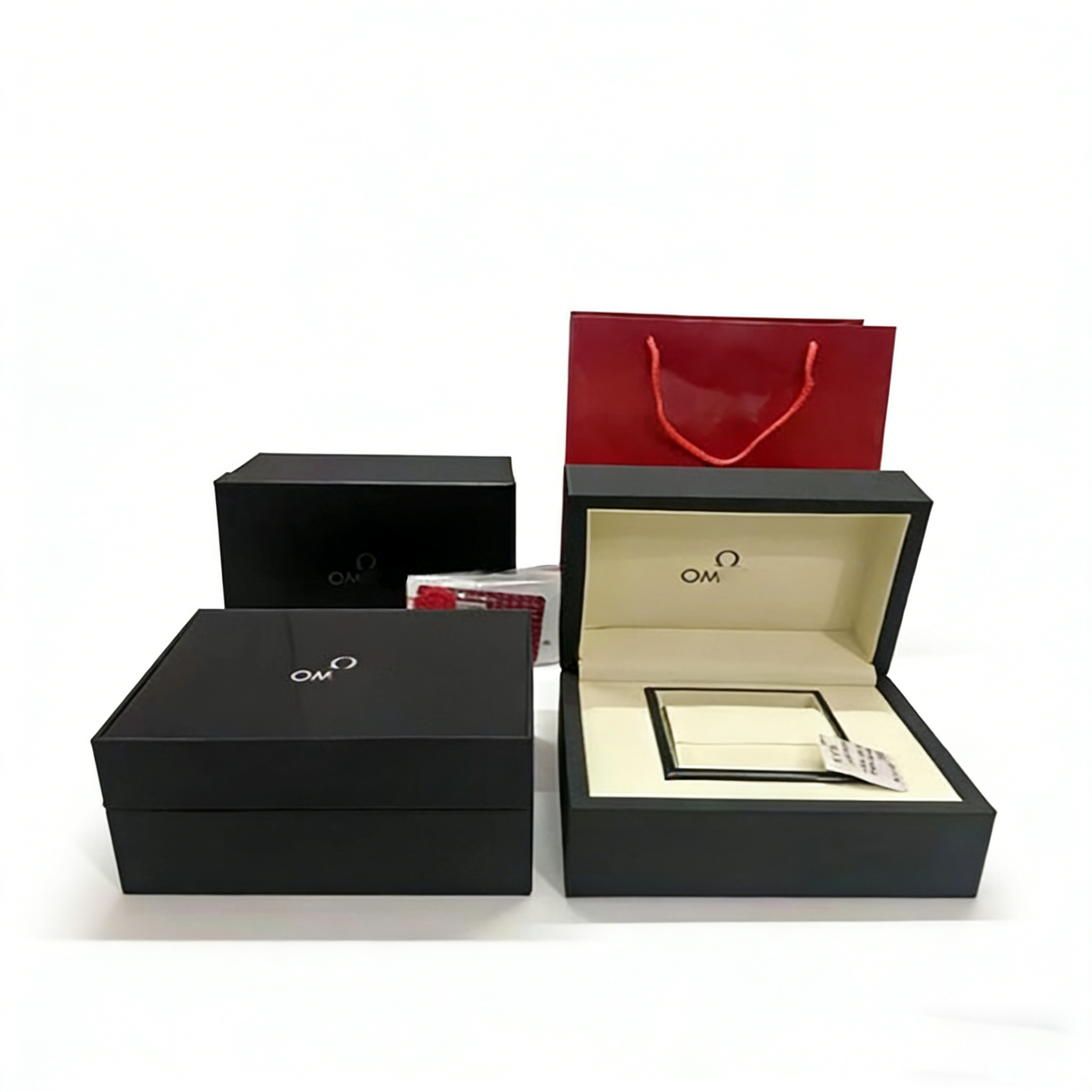 Luxury Black Watch Box Set - Premium Presentation Case with Full Brand Packaging Authentication Certificate Watch Protection