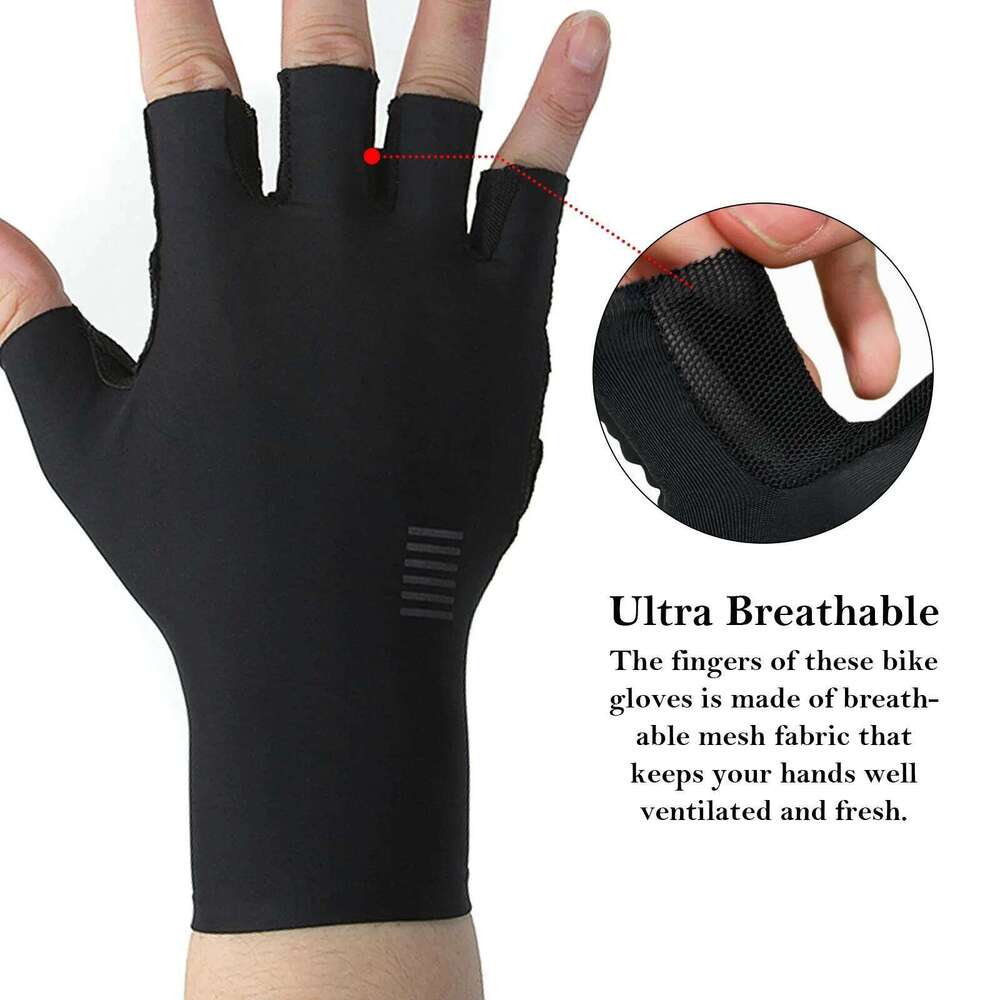 YKYWBIKE Cycling MTB Bike Half Finger Sports Riding Goves Men Breathable Shockproof Bicycle Gloves 304 Y260115