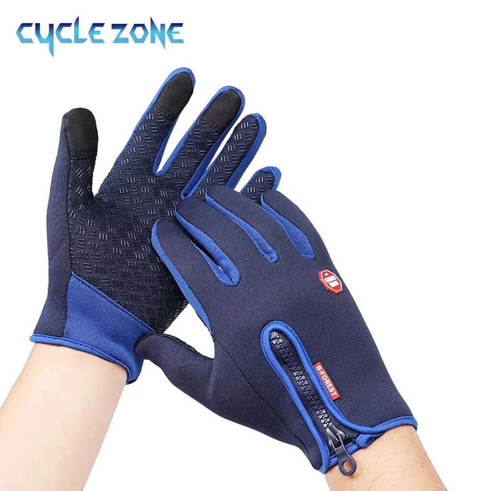 Spring Autumn Cycling Touchscreen Full Finger Bicycle Glove with Zipper Warm Windproof Outdoor Bike Riding Sports Gloves Y260115