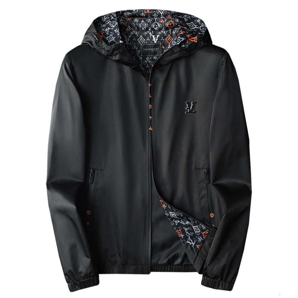 26ss Europe Station Spring New Men's Casual Printed Hooded Jacket Plus Size Korean Version Slim Fit Patchwork Coat Trendy