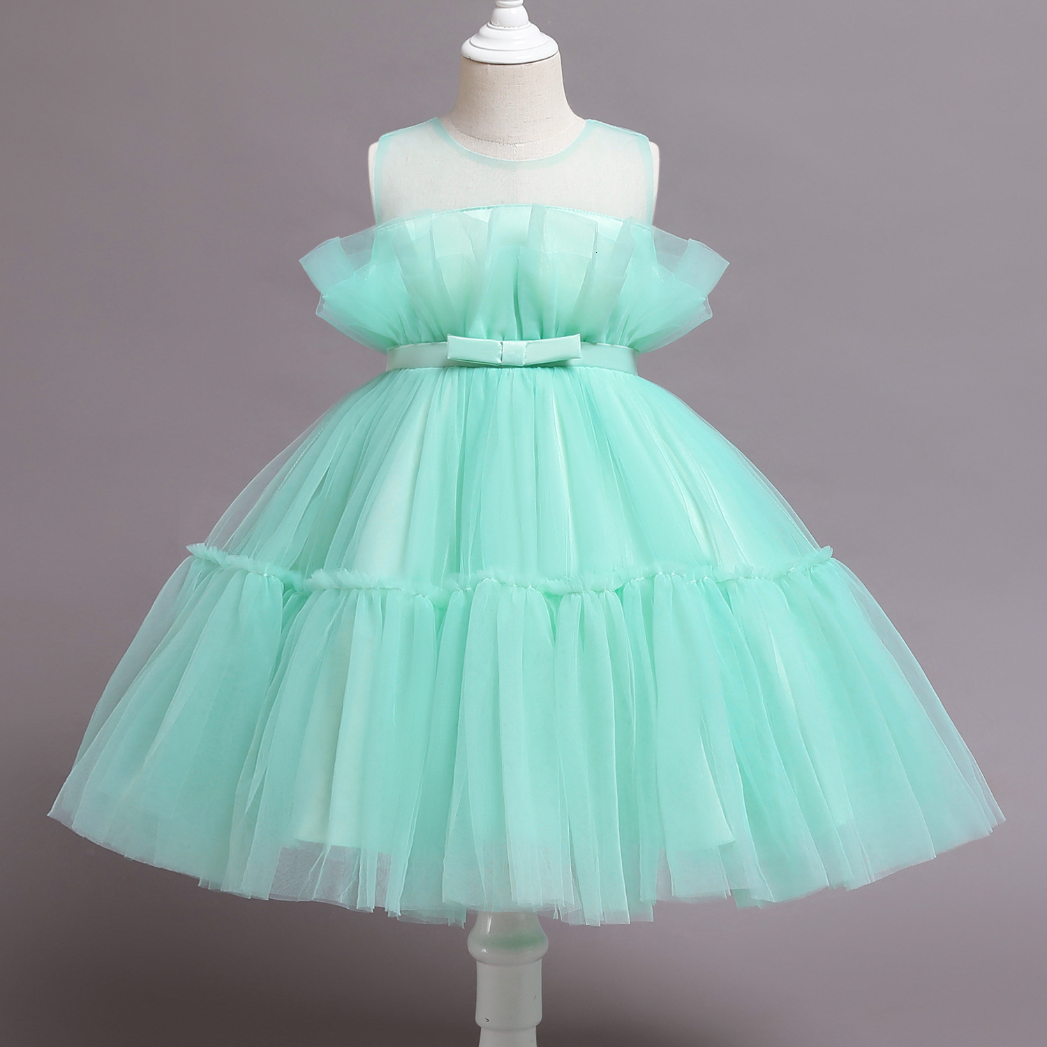 Tutu 1 Year Girl Baby Birthday Dress Kids Baby Clothes First Birthday Christening Tulle Wedding Gown Dresses For Girls Party LJ201221