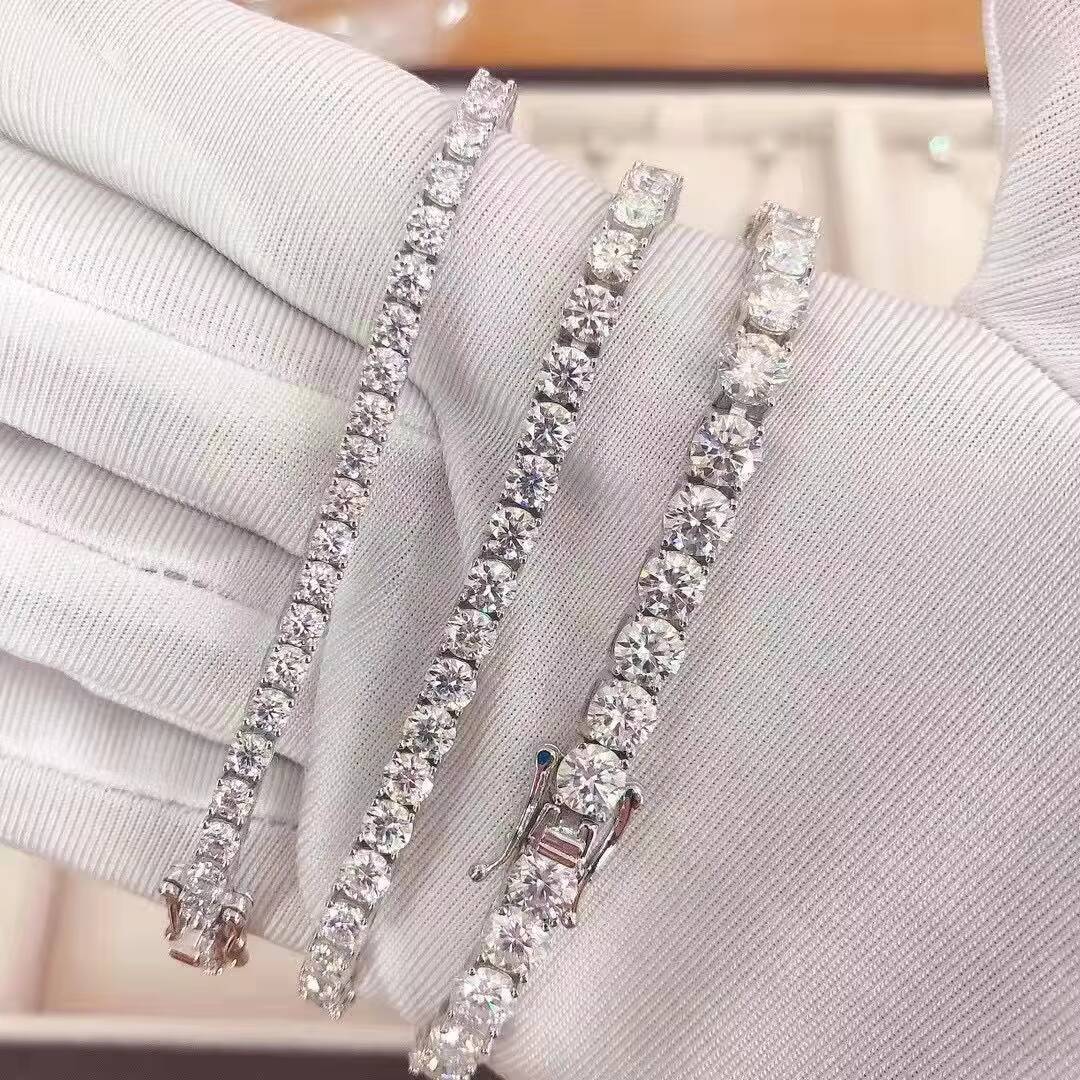 Custom Luxury 18k Gold Lab Grown Diamond Women Fashion Bracelets 14k Gold Hpht Lab Diamond Jewelry Tennis Link Chains