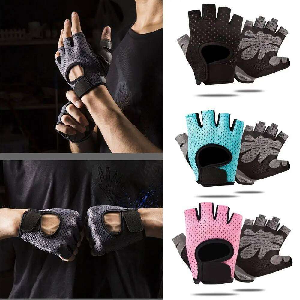 Breathable Weight Lifting Curved Open Back Non-Slip Half Finger Workout Gloves Wearproof Shockproof Y260115
