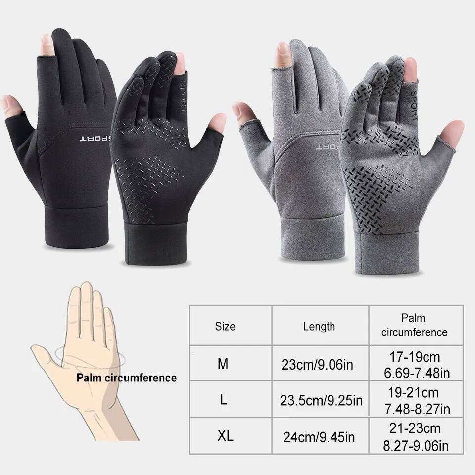 GTUBIKE Winter Men's Women Cycling Warm Anti-Slip Gloves for Fishing Sports Touch Screen Two Fingers Cut Y260115