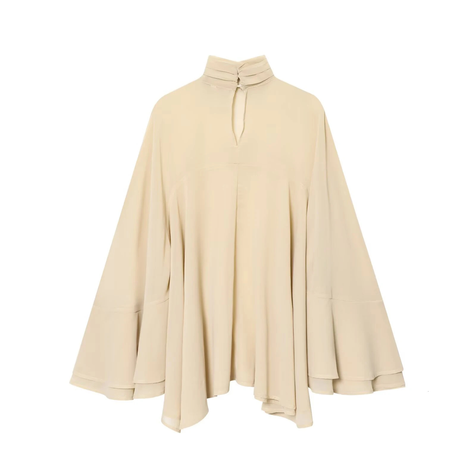 European and American winter womens clothing loose casual temperament simple stand up collar layered decorative top 260109