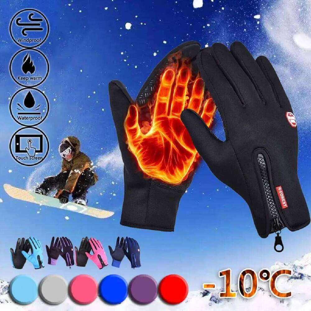 Winter Warm Men's Women Touchscreen Outdoor Sport Fishing Splash-proof Skiing Cycling Snowboard Nonslip Zipper Gloves Y260115