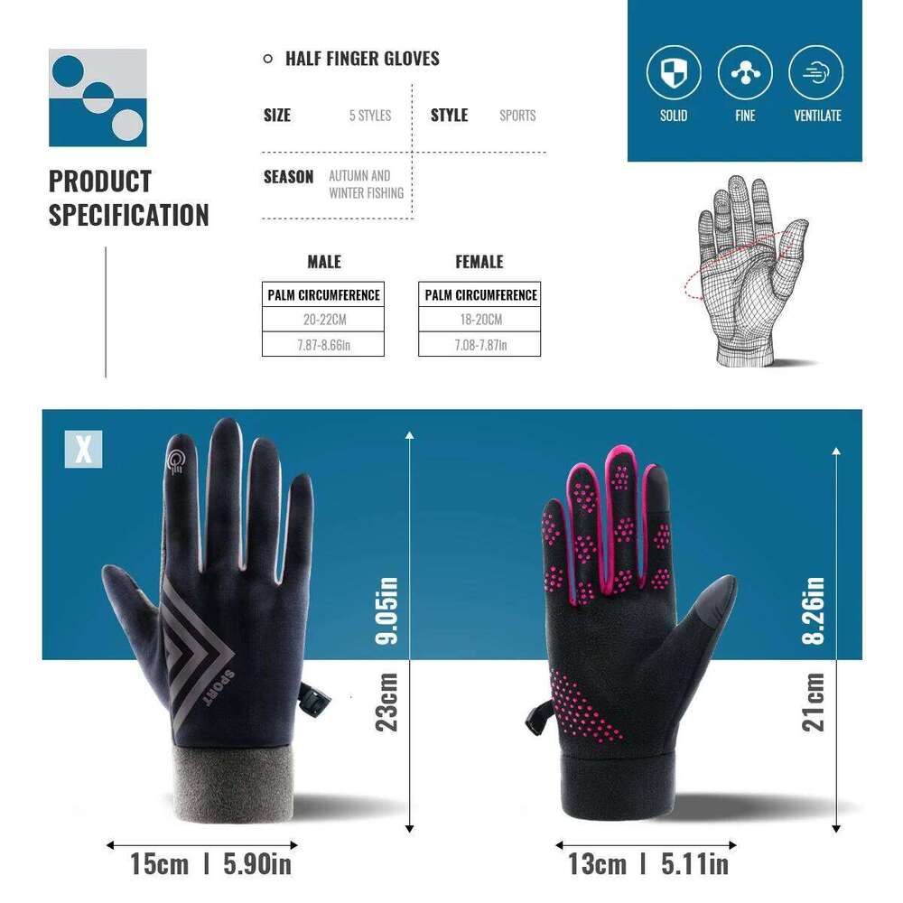 WRELS Winter Warm Thermo Plus Velvet Waterproof Touch Screen Gloves for Men Women Outdoor Sport Y260115