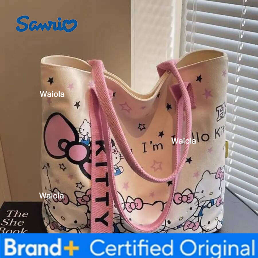 Sanrio Hello Kitty Shoulder Large Capacity Fashion Cartoon Bag Cute and Versatile Wear Resistant Comfortable Canvas Bags H260116