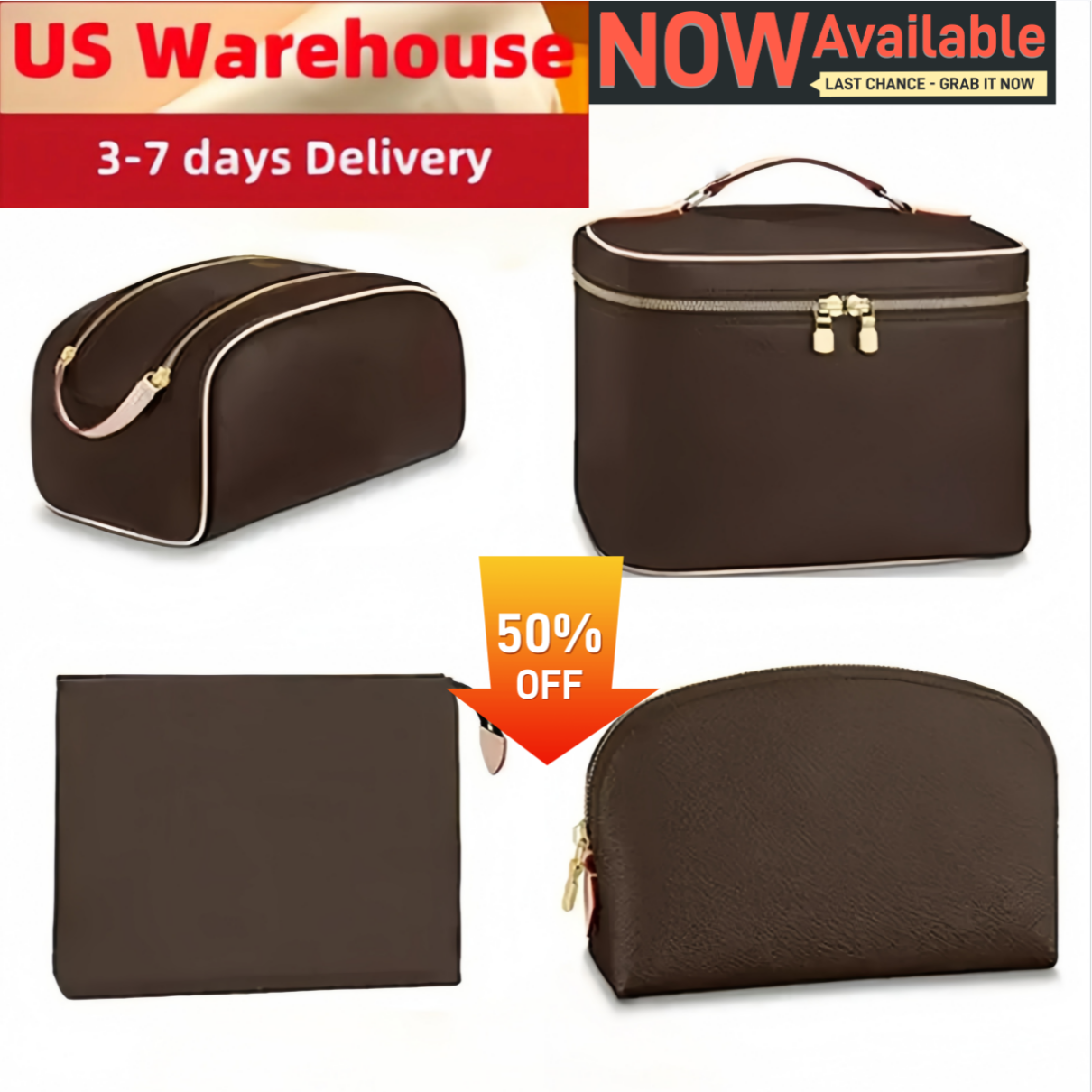 Women Designer Bag Luxury Cosmetic Female Portable Pouch With make up Shoulder Strap Brown Leather Crossbody Bags Beauty Box Purse purses wallet tote makeup handbag