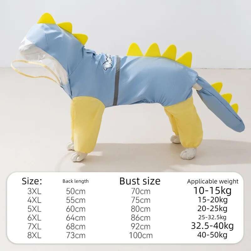 Famous brand Large Dog Dinosaur Raincoat Golden Retriever Four Legged Waterproof Clothes Pet Summer All Inclusive With Tail Stereo Rain Ponch pupakaIK