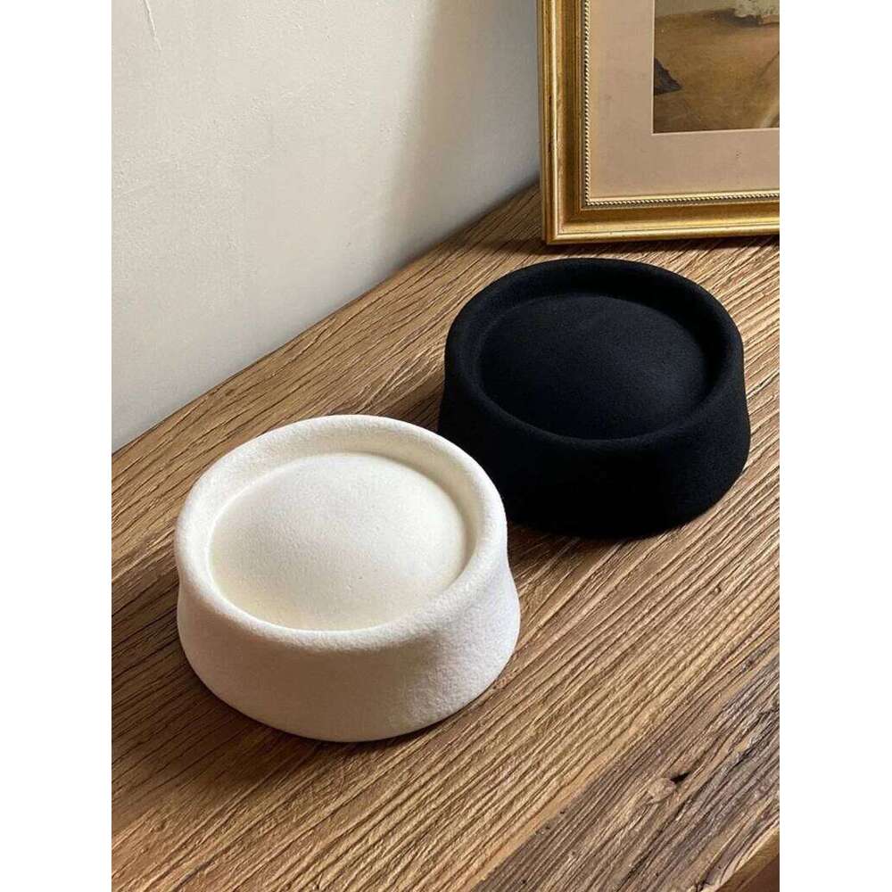 USPOP Wool Pillbox Hat Women Vintage Elegant No-Brim Felt Dome Cap Winter Warm Minimalist Retro Style Berets 26Y0116