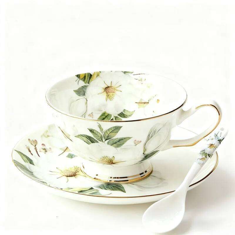 Ceramic teacup, European bone china coffee afternoon set, creative English black tea cup, pastoral style water cup